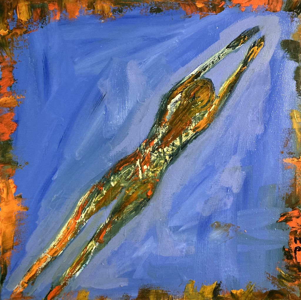 Schwimmerin, Öl auf Leinwand, 40 x 40 cm, 400,- Euro